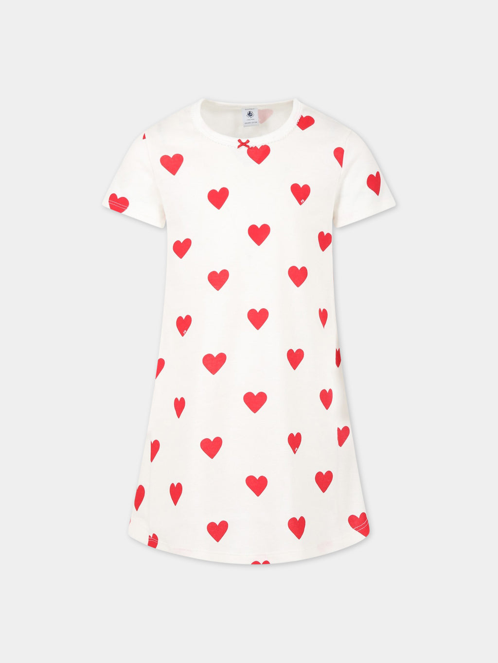 White nightgown for girl with logioed hearts